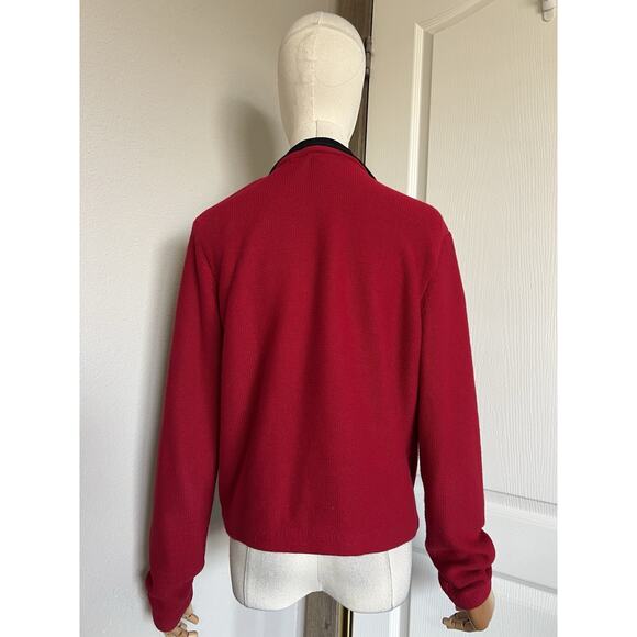 Lauren Ralph Lauren Red Knit Military Double Breasted Sweater Cardigan Sz Large - Picture 8 of 16